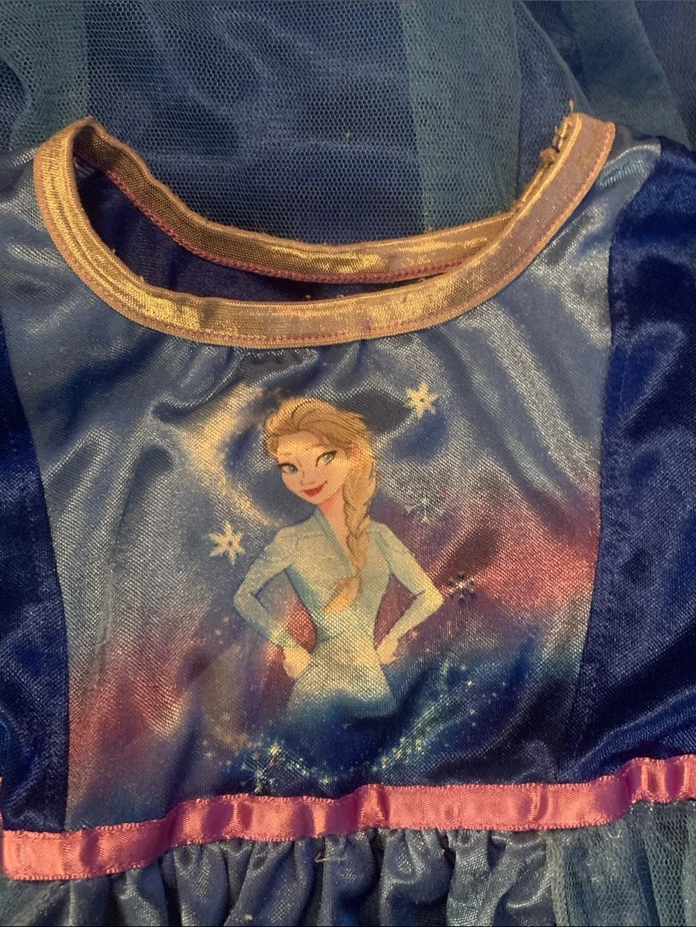Disney Blue Elsa Snowflake Nightgown Pajama Dress